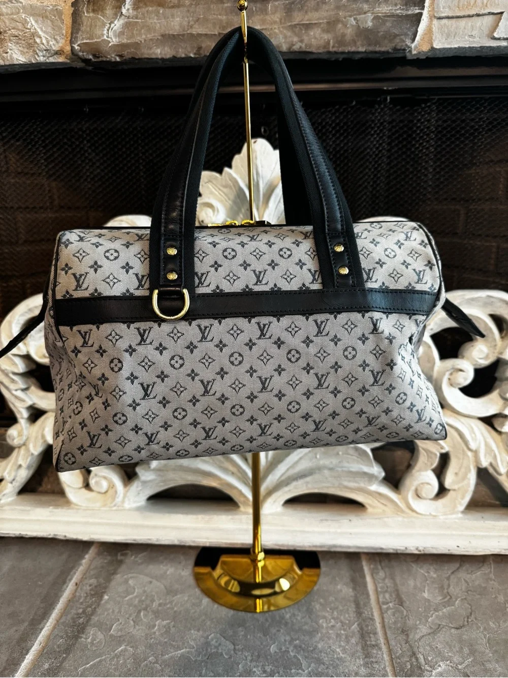 Louis Vuitton Navy/Gray Monogram Minilin GM with Certificate of Authenticity